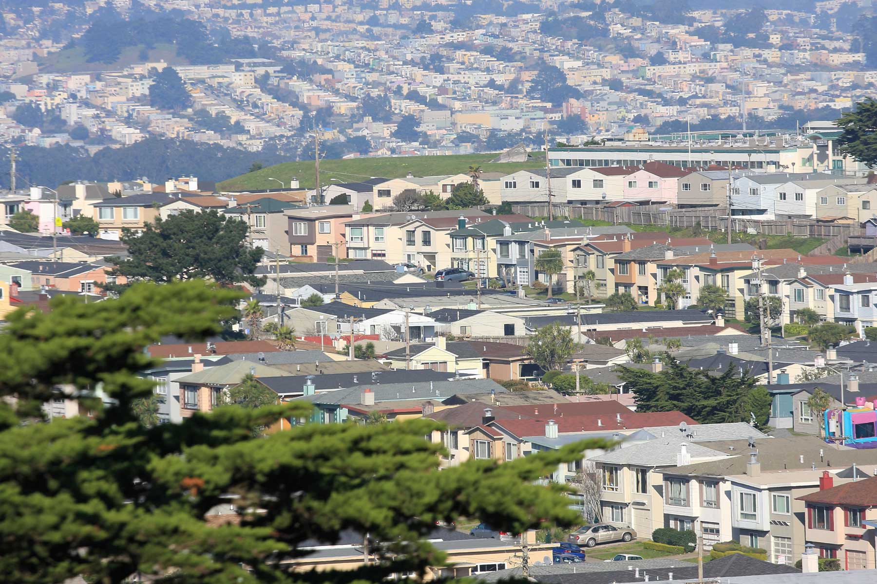 Condensed view of houses in Daly City, San Francisco