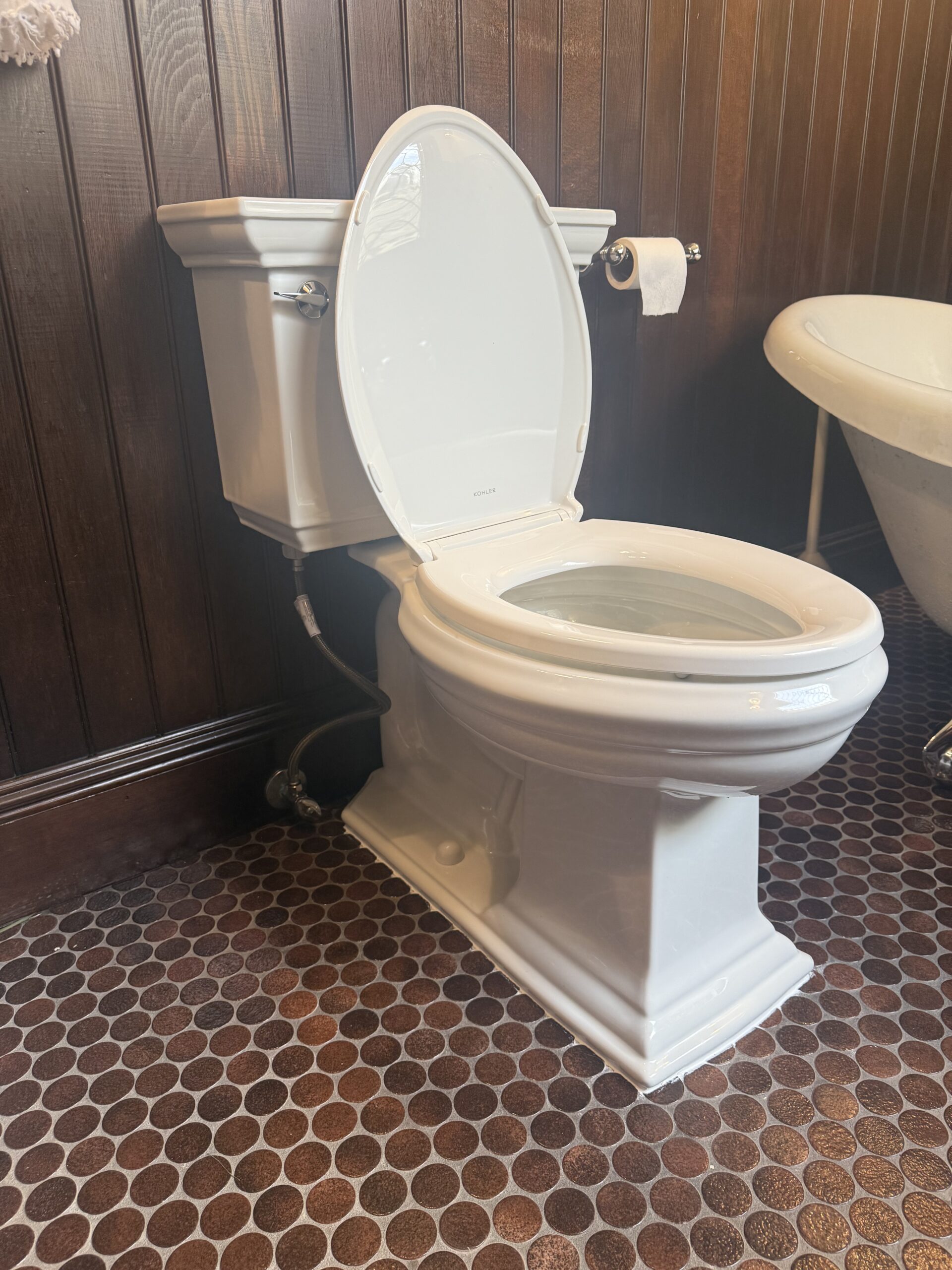 Kohler Memoirs toilet professionally installed in residential bathroom